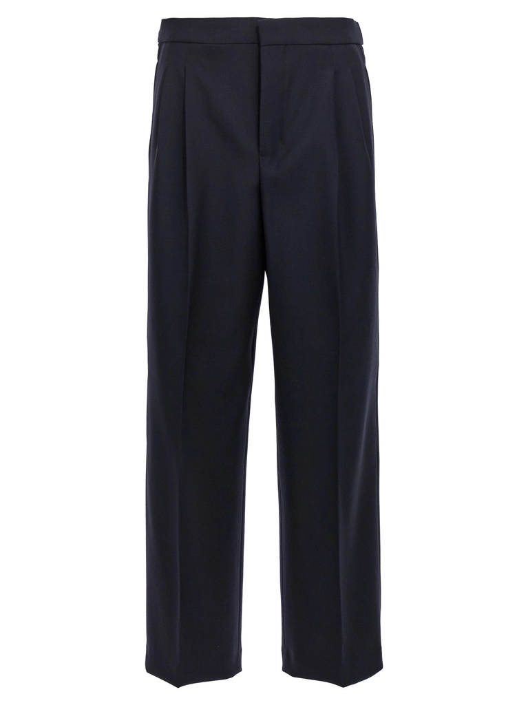 AMI Paris Front Pleat Pantaloni Blu-Uomo